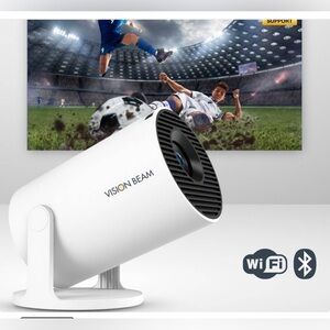 Vion Vision Beam Portable White Projector, Adapter, Remote and Manual. New.